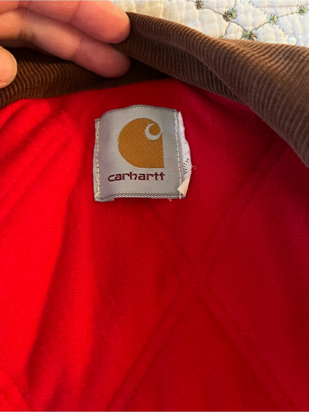 Carhartt Jacket Brown Canvas Red Quilted Lining Western Style Shoulder Yokes USA - Picture 13 of 16